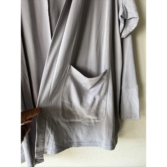 Lands End Open Front Cardigan  Coverup Cotton 3X Gray Long Sleeve Nautical New - Picture 7 of 12